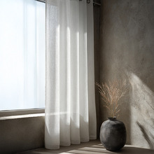 Edith Linen-Look Sheer Eyelet Single Panel Curtain